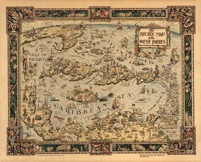 The Story Map of the West Indies by Colortext Publications, Inc., 1936 — digital art print download