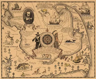 A map of Cape Cod by Coulton Waugh, 1926 — digital art print download