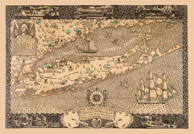 New York, Long Island and the coast of Connecticut in the days of the Revolution by Coulton Waugh, 1928 — digital art print…
