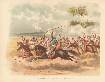 Afrique — Grande fantasia Arabe by Эмрик и Бингер, 1890 — digital art print download