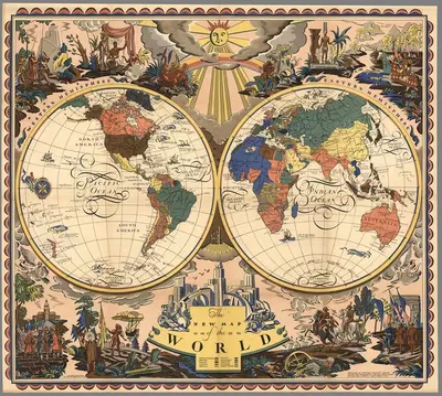 The New Map of the World by Everett Henry, 1928 — digital art print download
