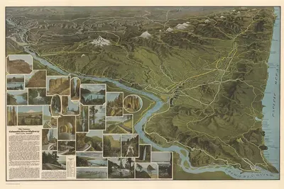 Famous Columbia River Highway, Portland, Oregon. by Fred A. Routledge, 1923 — digital art print download