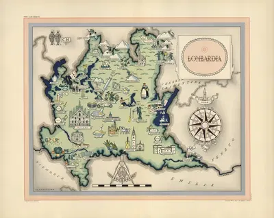 Lombardia by Giovanni De Agostini, 1941 — digital art print download