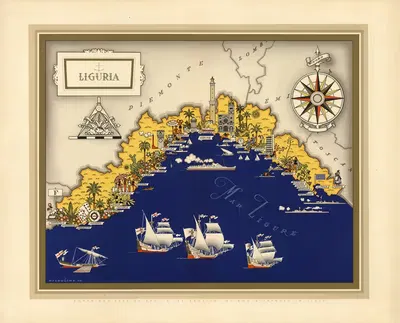 Liguria by Giovanni De Agostini, 1941 — digital art print download