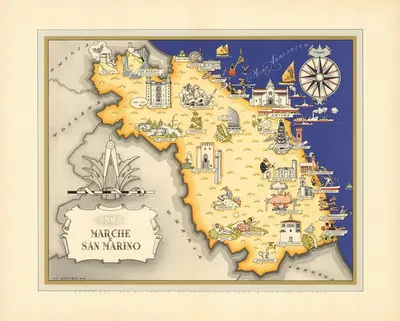 Marche e San Marino by Giovanni De Agostini, 1941 — digital art print download