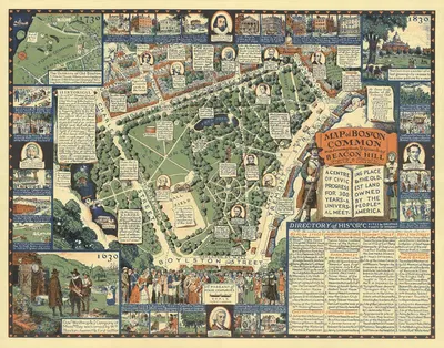 Boston Common with Surrounding Streets & Adjacent Parts of Beacon Hill by Griswold Tyng, 1930 — digital art print download