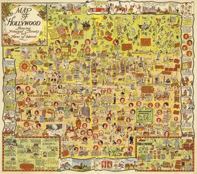 Map of Hollywood by Harrison Godwin, 1928 — digital art print download