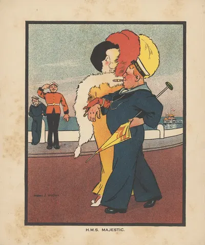 H.M.S Majestic by Harry John Weston, 1914 — digital art print download