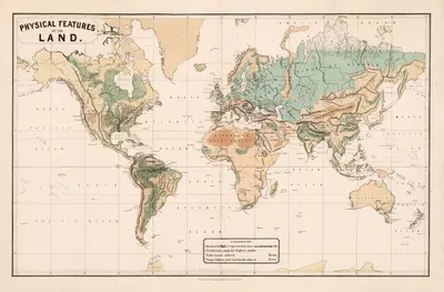 Physical features of the land by James Reynolds, 1862 — digital art print download