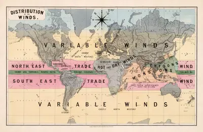 Distribution of the winds by James Reynolds, 1862 — digital art print download