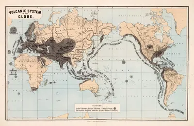 Volcanic system of the globe by James Reynolds, 1862 — digital art print download