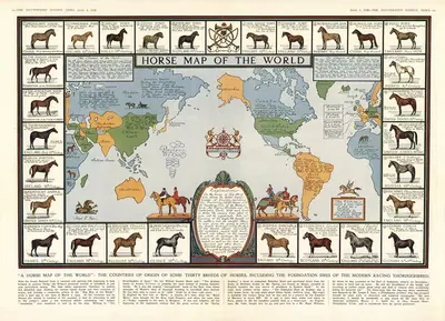 Horse Map of the World. by Joseph Patterson Sims, 1936 — digital art print download
