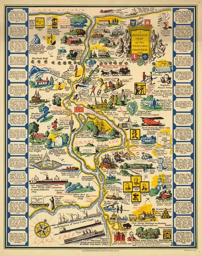 A romance map of the Niagara frontier by Mildred C. Green, 1931 — digital art print download