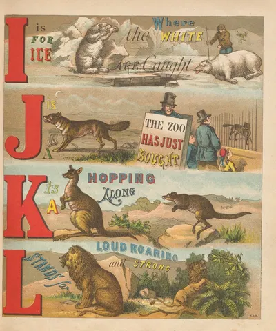 Alphabet of animals Pl.3 by Laura Valentine, 1876 — digital art print download