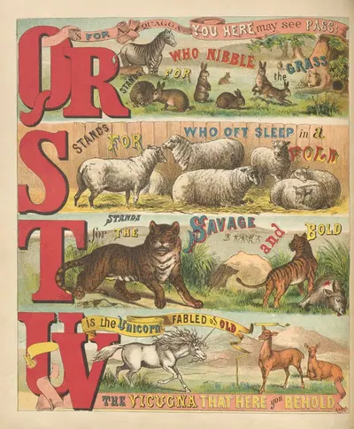 Alphabet of animals Pl.5 by Laura Valentine, 1876 — digital art print download