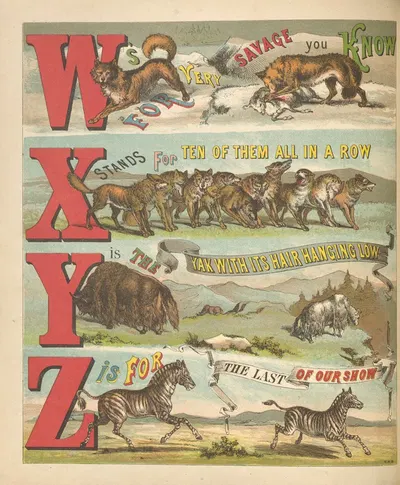 Alphabet of animals Pl.6 by Laura Valentine, 1876 — digital art print download
