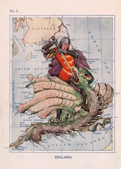 England. St. George Wins the Victory over the Dragon by Lilian Lancaster, 1912 — digital art print download
