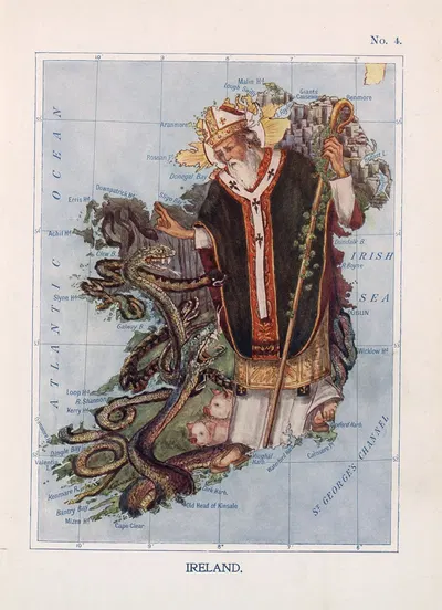 Ireland. St. Patrick Commands All the Reptiles to Leave Ireland by Lilian Lancaster, 1912 — digital art print download