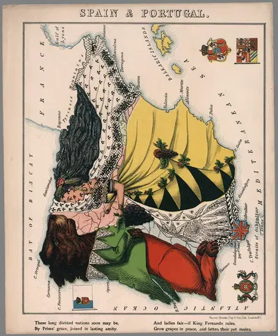 Spain & Portugal by Lilian Lancaster, 1868 — digital art print download