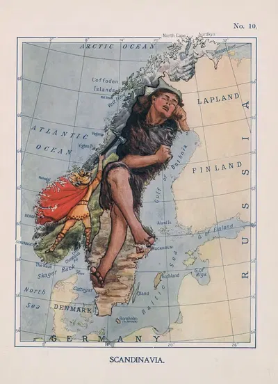 Scandinavia. Thor Hurls his Hammer at the Sleeping Giant by Lilian Lancaster, 1912 — digital art print download