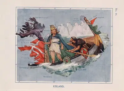 Iceland. The Raven Guides Floke across the Great Sea by Lilian Lancaster, 1912 — digital art print download