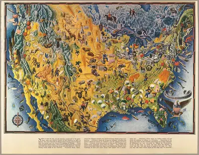 Pictorial United States by Miguel Covarrubias, 1943 — digital art print download
