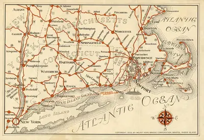 New England. by Mount Hope Bridge Corporation, 1933 — digital art print download