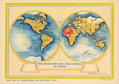 Nos possessions des cinq parties du Monde by Neutroses-Vichy, 1939 — digital art print download