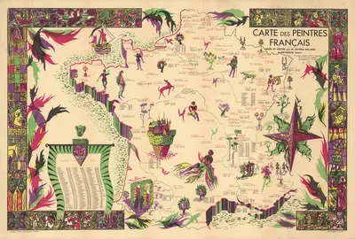Carte des Peintres Francais by R. Gattaz, 1941 — digital art print download
