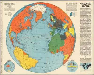 Atlantic Arena. A Fortune map by Richard Edes Harrison, 1942 — digital art print download