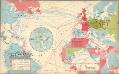 The Big Network. How the World Communications System reaches into the U.S. by Richard Edes Harrison, 1939 — digital art…