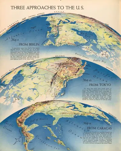 Three Approaches to the United States by Richard Edes Harrison, 1940 — digital art print download
