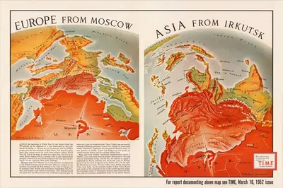 Europe from Moscow Asia from Irkutsk by Robert Chapin, 1952 — digital art print download