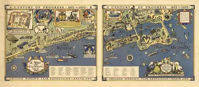 A Century of Progress, 1833-1933; Chicago World's Fair Exposition by Tony Sarg, 1933 — digital art print download