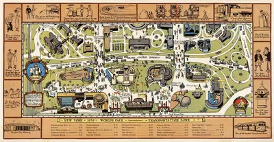 New York 1939 World's Fair Transportation Zone. by Tony Sarg, 1939 — digital art print download