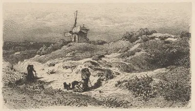 Landscape with a Windmill by Andreas Achenbach, 1885 — digital art print download