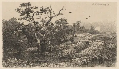 Landscape with a Lake by Andreas Achenbach, 1885 — digital art print download