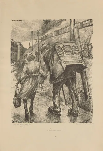 Wandering Lyre Player by Hans Baluschek, 1920 — digital art print download