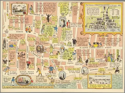 A map of Brighton by John Pearson Sayer, 1948 — digital art print download