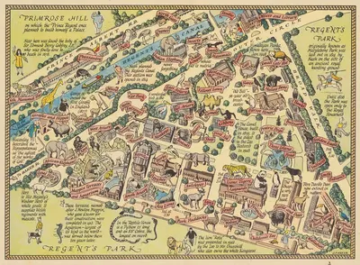 A map of Zoological Society's Garden in Regent Park ... the Zoo by John Pearson Sayer, 1947 — digital art print download