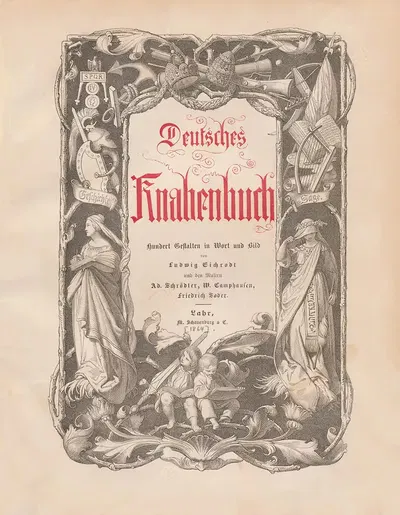 Deutsches Knabenbuch - Title page by Adolf Schrödter, 1864 — digital art print download