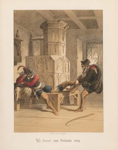 Wie Rübezahl einen Pferdehändler betrügt by August Beck, 1857 — digital art print download