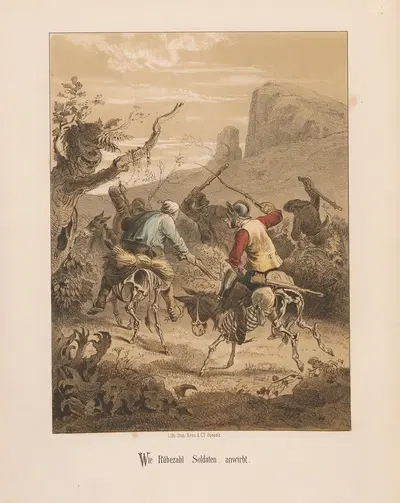 Wie Rübezahl Soldaten anwirbt by August Beck, 1857 — digital art print download