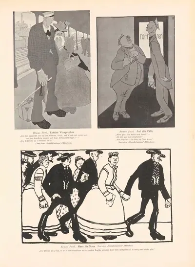Letztes Versprechen, Auf alle Fälle, Mass für Mass by Bruno Paul, 1906 — digital art print download