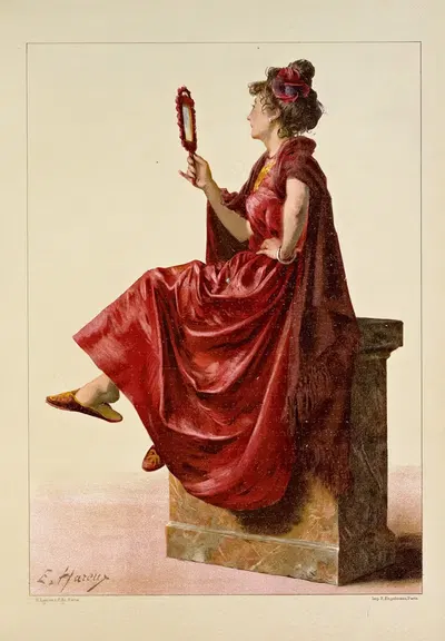 Étude des tons rouges - Femme drapée by Ernest Hareux, 1900 — digital art print download