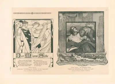 Der Minne Sitte, Der sterbende Tristan by Франц Штасен, 1906 — digital art print download