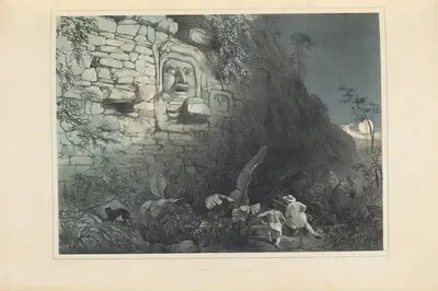 Colossal head at Izamal by Frederick Catherwood, 1844 — digital art print download