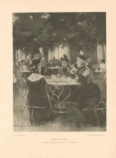 Beim Kaffee by Фридрих Вале, 1906 — digital art print download