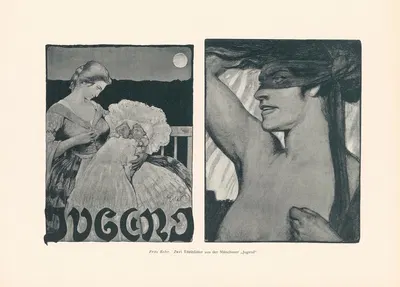 Zwei Titelblätter aus der Münchener 'Jugend' by Fritz Erler, 1906 — digital art print download
