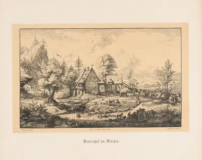 Bauernhof am Morgen (E. Hasse) by Hugo Bürkner — digital art print download